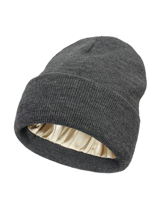 Unisex Satin Lined Anti Static Beanie Hat For Winter Silk Lining Slouchy Warm Cuffed Skullies 2Layer
Hair Cover Sleep Cap