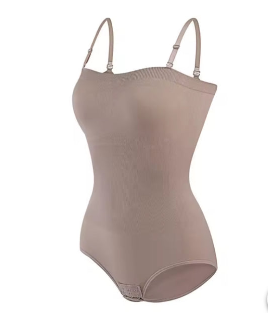 Women’s Seamless Shapewear Bodysuit - Open Crotch, Tummy Control, Push-Up Corset Tank, Backless Undergarment